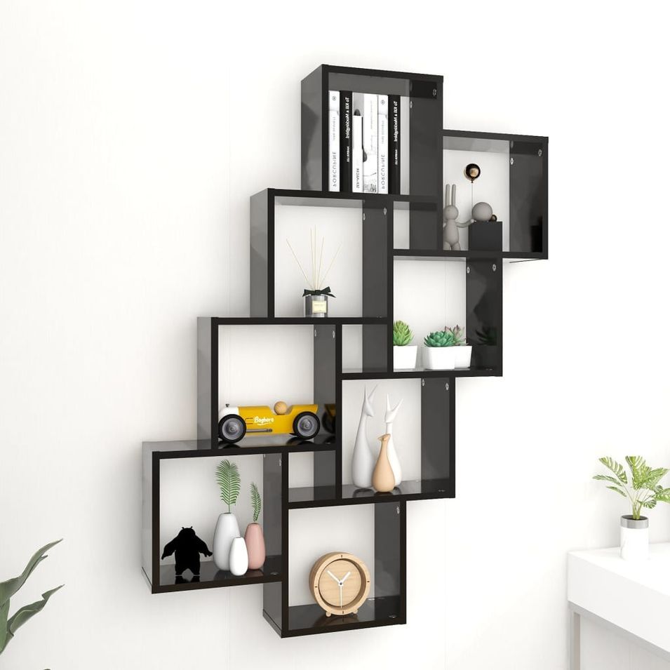 Étagère cube murale Noir 90x15x119 cm - Photo n°1