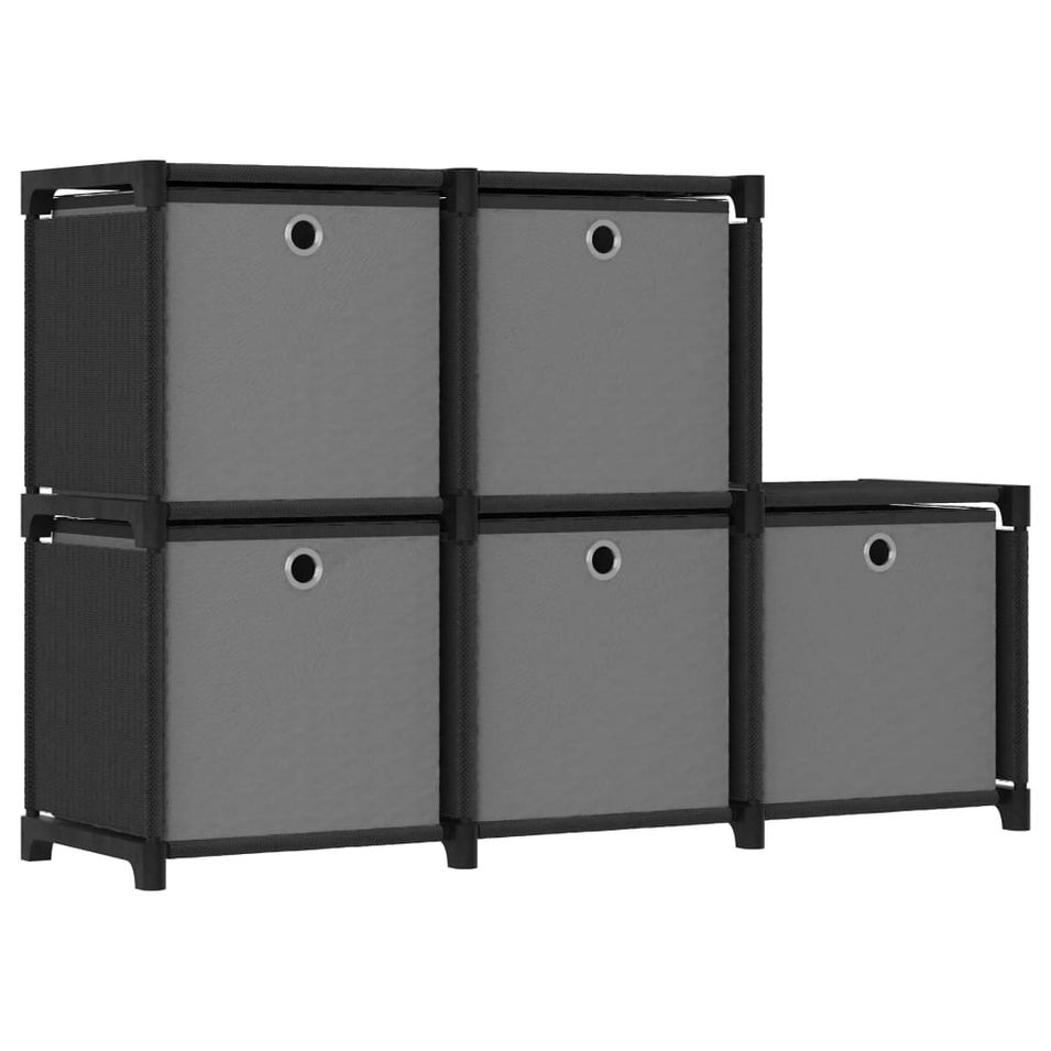 Étagère d'affichage 5 cubes et boîtes Noir 103x30x72,5 cm Tissu - Photo n°1