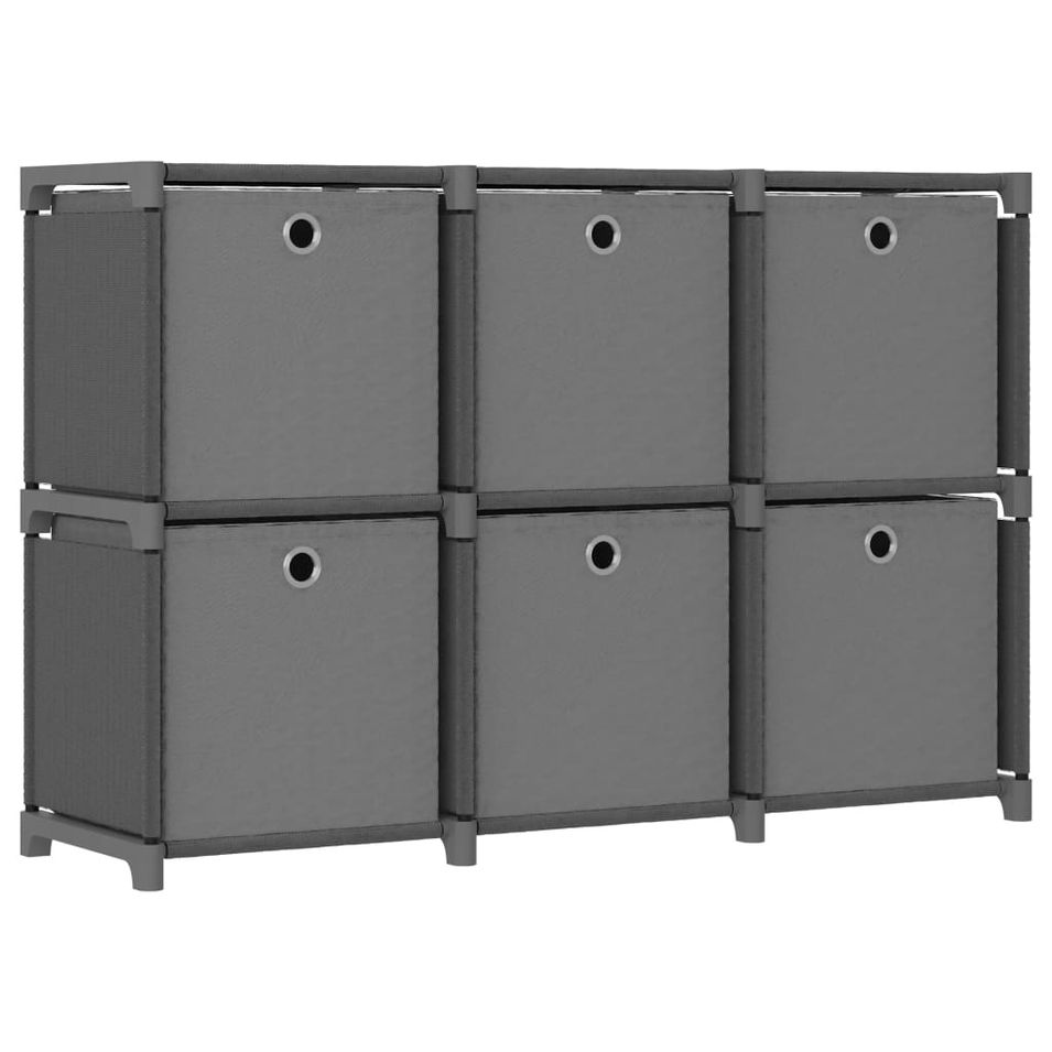 Étagère d'affichage 6 cubes et boîtes Gris 103x30x72,5 cm Tissu - Photo n°1