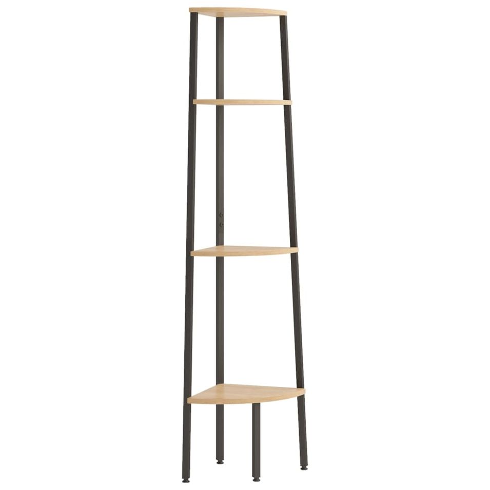 Étagère d'angle 4 niveaux Marron clair et noir 45,5x31,5x150 cm - Photo n°1