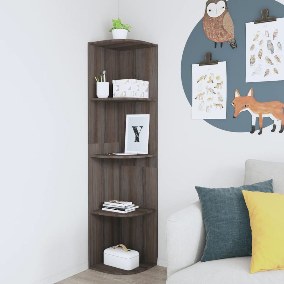 Étagère d'angle sur pied Gris et chêne sonoma 40x41,5x180 cm - Photo n°1