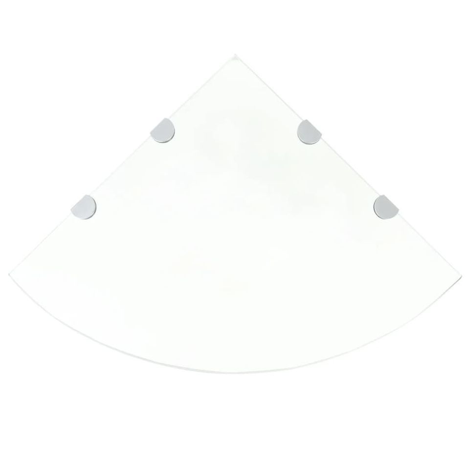 Étagère de coin et supports chromés Verre transparent 45x45 cm - Photo n°1