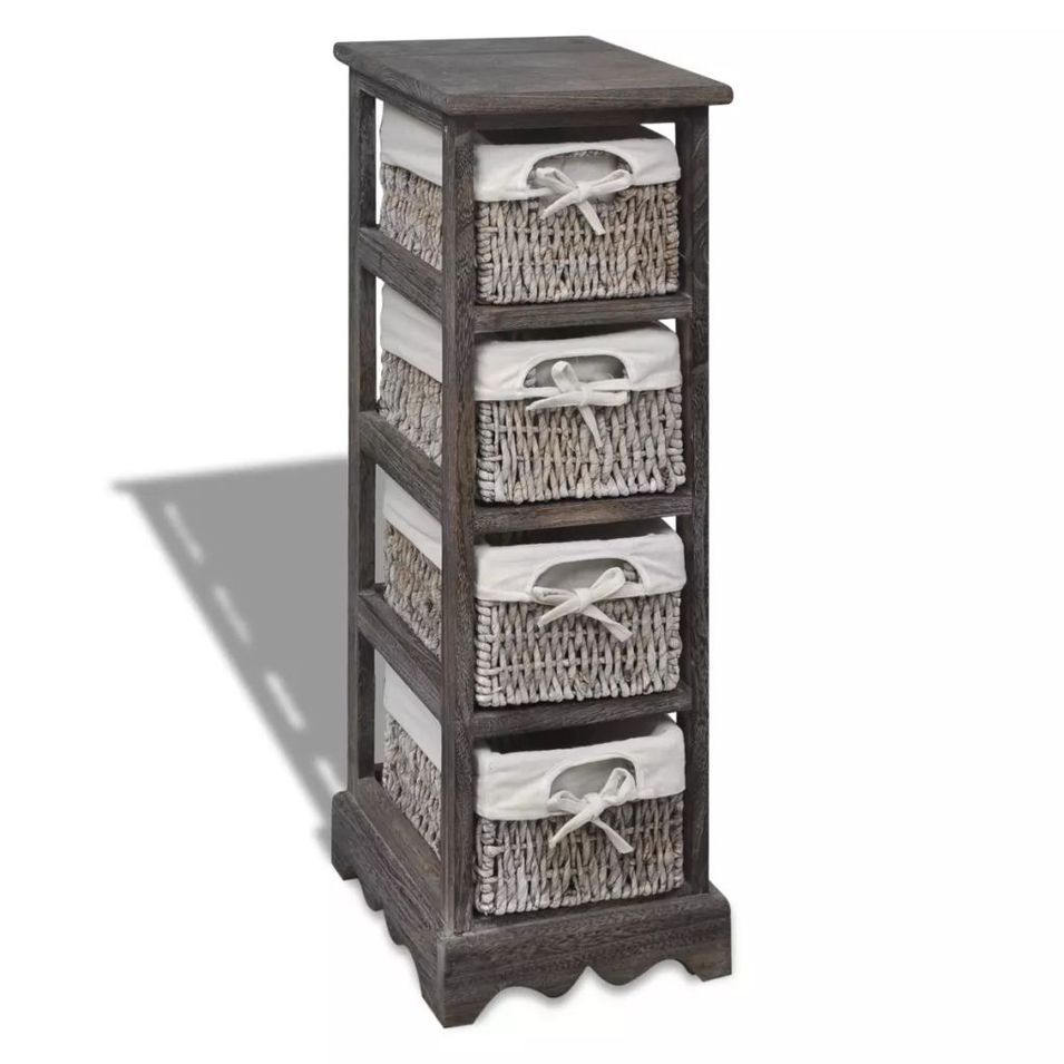 Étagère de rangement Bois Marron 4 paniers en tissage - Photo n°1