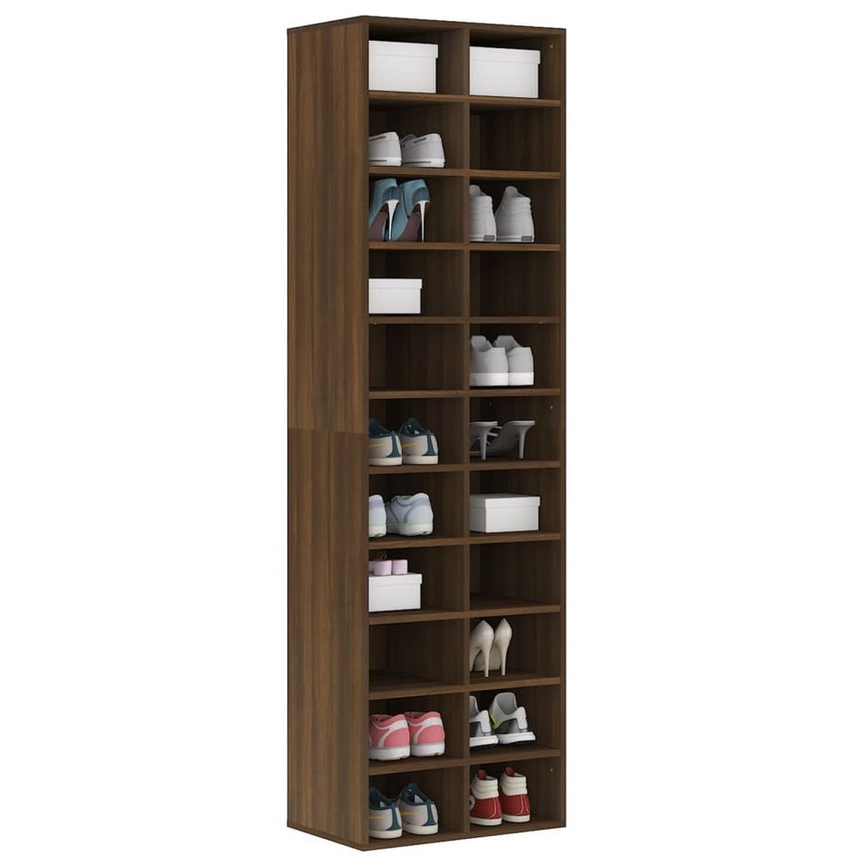 Étagère haute à chaussures en bois Nikita L 54 x H 183 cm - Rangement 6 niveaux - Photo n°1