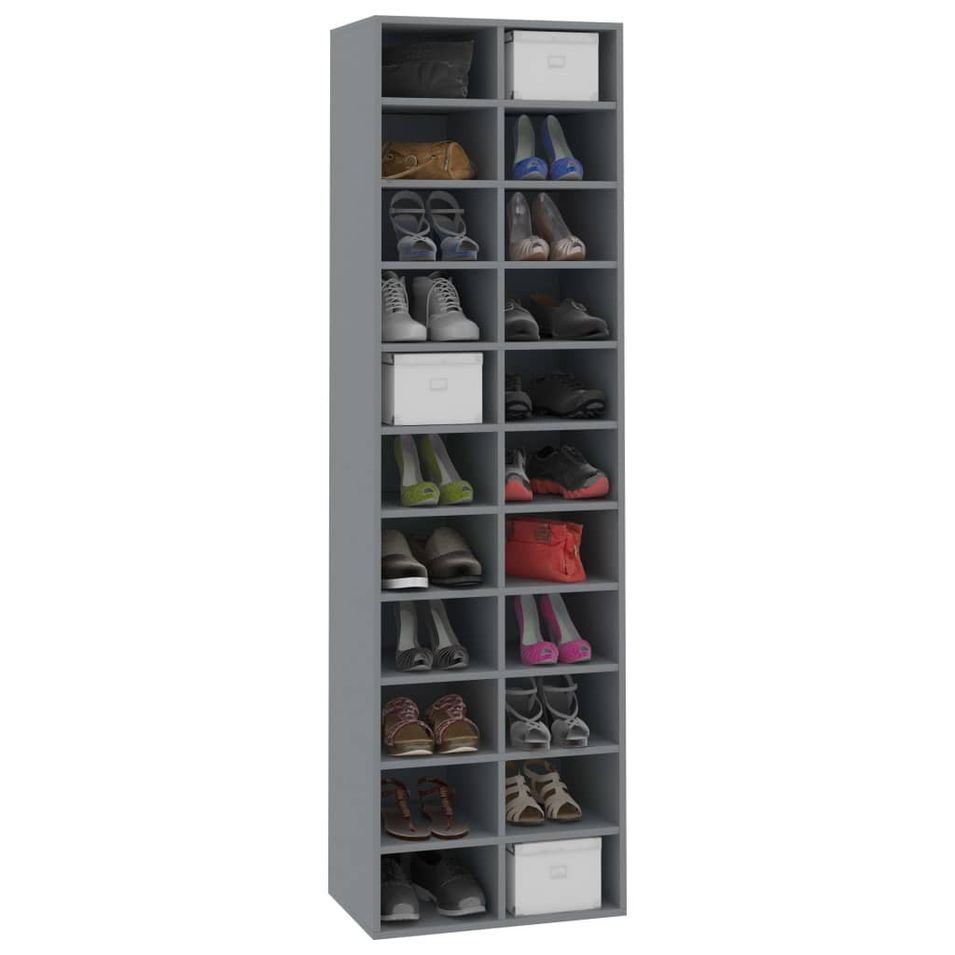 Étagère haute à chaussures en bois Nikita L 54 x H 183 cm - Rangement 6 niveaux - Photo n°1