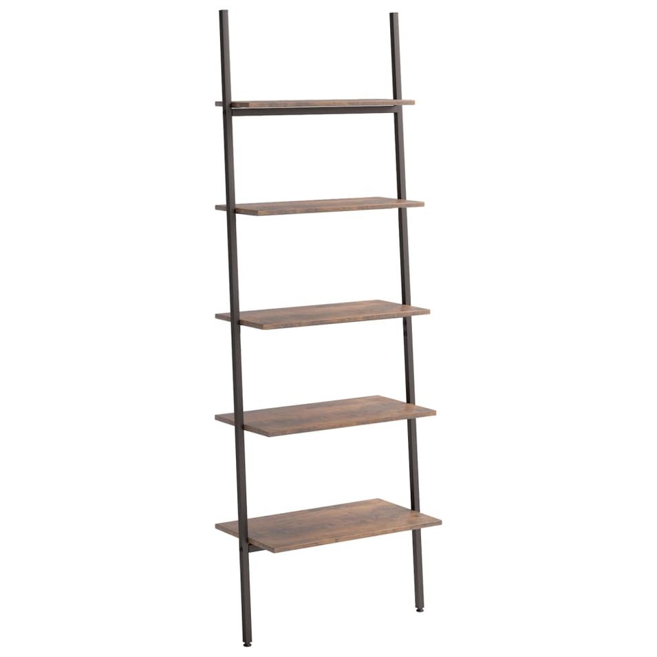 Étagère inclinée à 5 niveaux Marron foncé et noir 64x34x185,5cm - Photo n°1