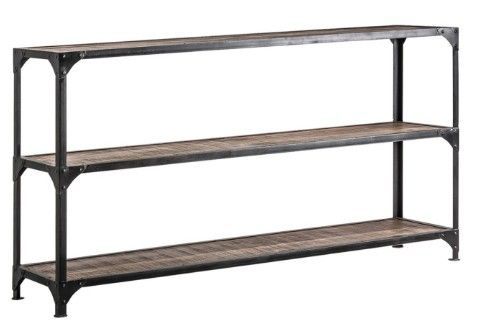 Etagère manguier massif foncé vieilli et métal noir Edith - Photo n°1