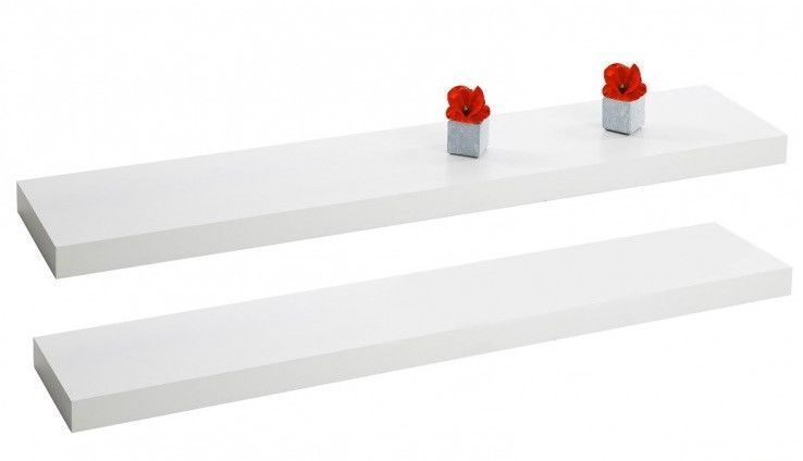 Étagère moderne bois laqué blanc Kala 105 cm - Lot de 2 - Photo n°1