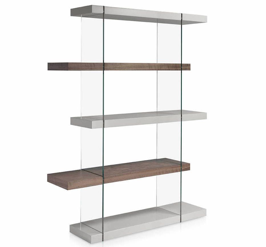 Étagère moderne bois noyer et bois laqué Roma - Photo n°1