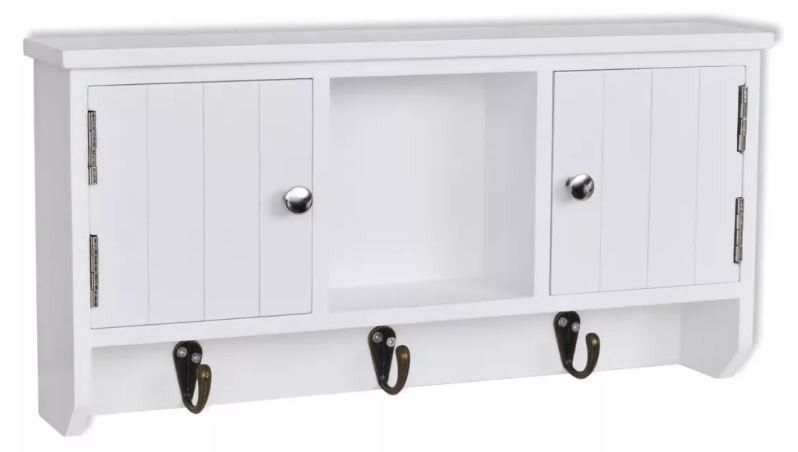 Étagère murale 2 portes 1 niche bois blanc Kapci - Photo n°1