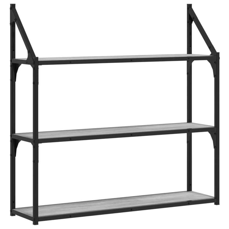 Étagère murale 3 niveaux sonoma gris 80x21x78,5 cm - Photo n°1