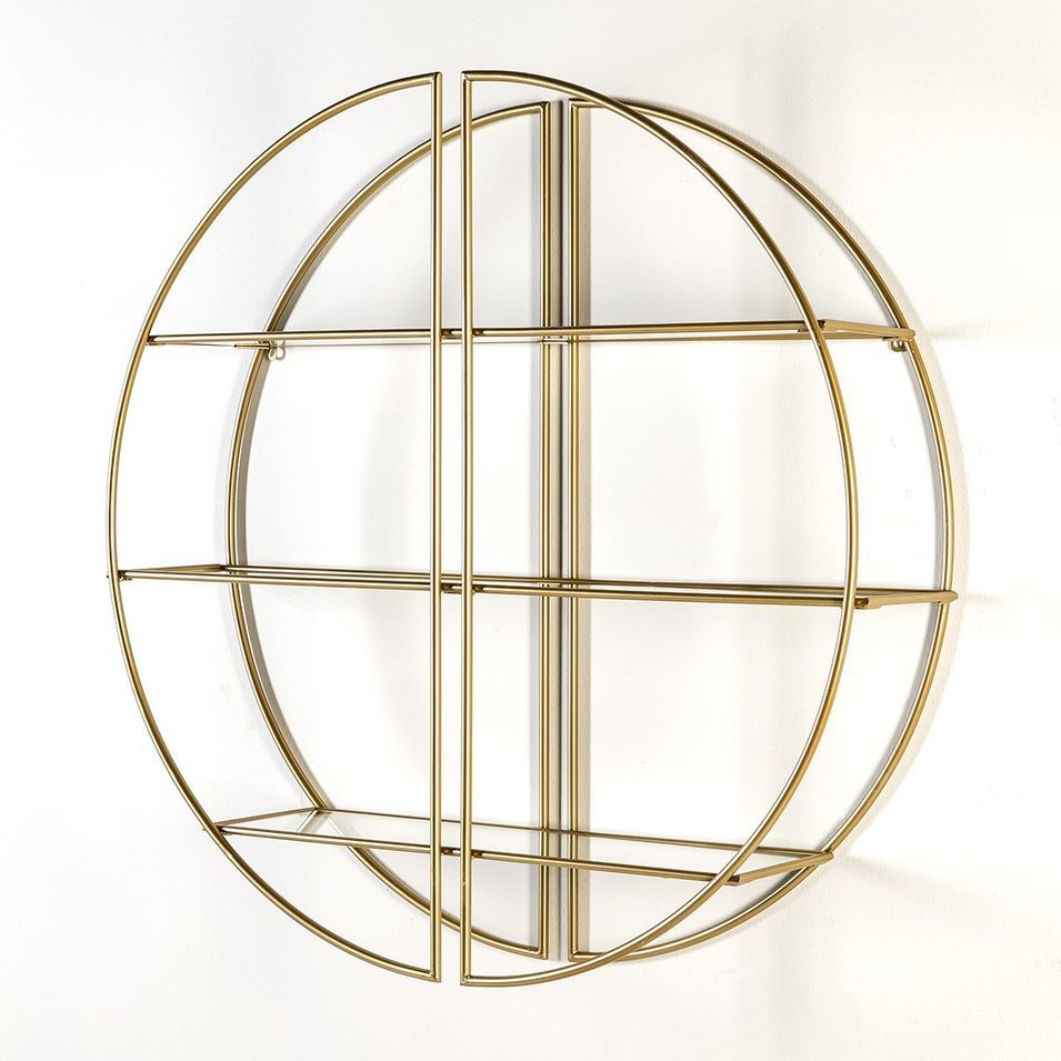 Étagère murale 3 plateaux verre trempé et métal doré - Photo n°1