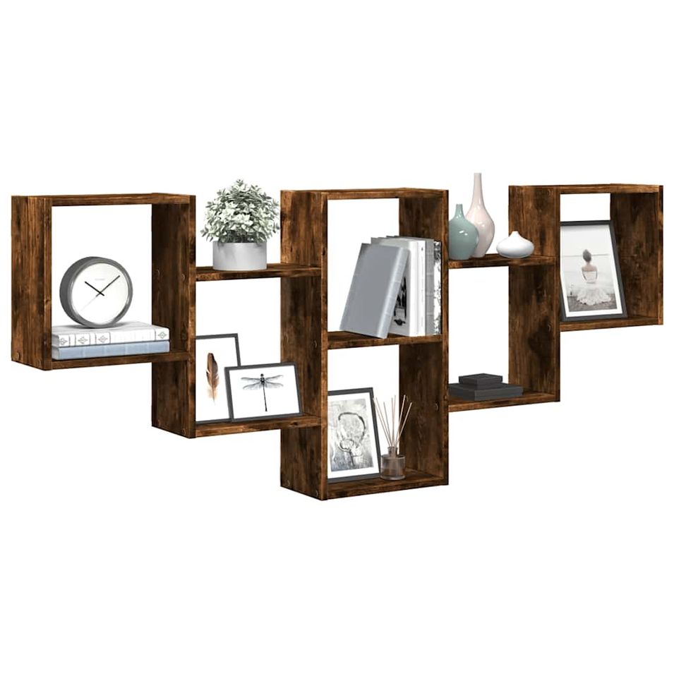 Étagère murale chêne fumé 159x18x66 cm bois d'ingénierie - Photo n°1