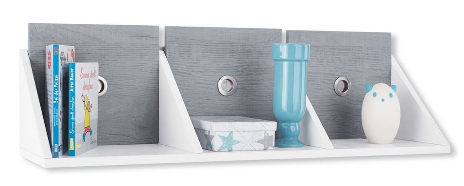 Etagère murale Chêne gris et Blanc Harper - Photo n°1