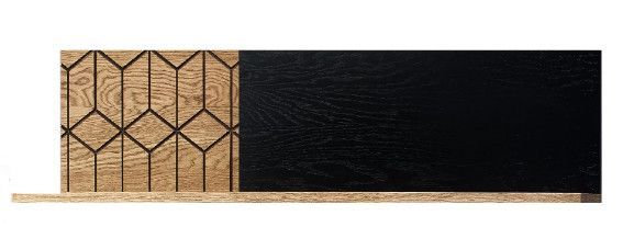 Etagère murale en bois de chêne miel et noir Mazora 135 cm - Photo n°1