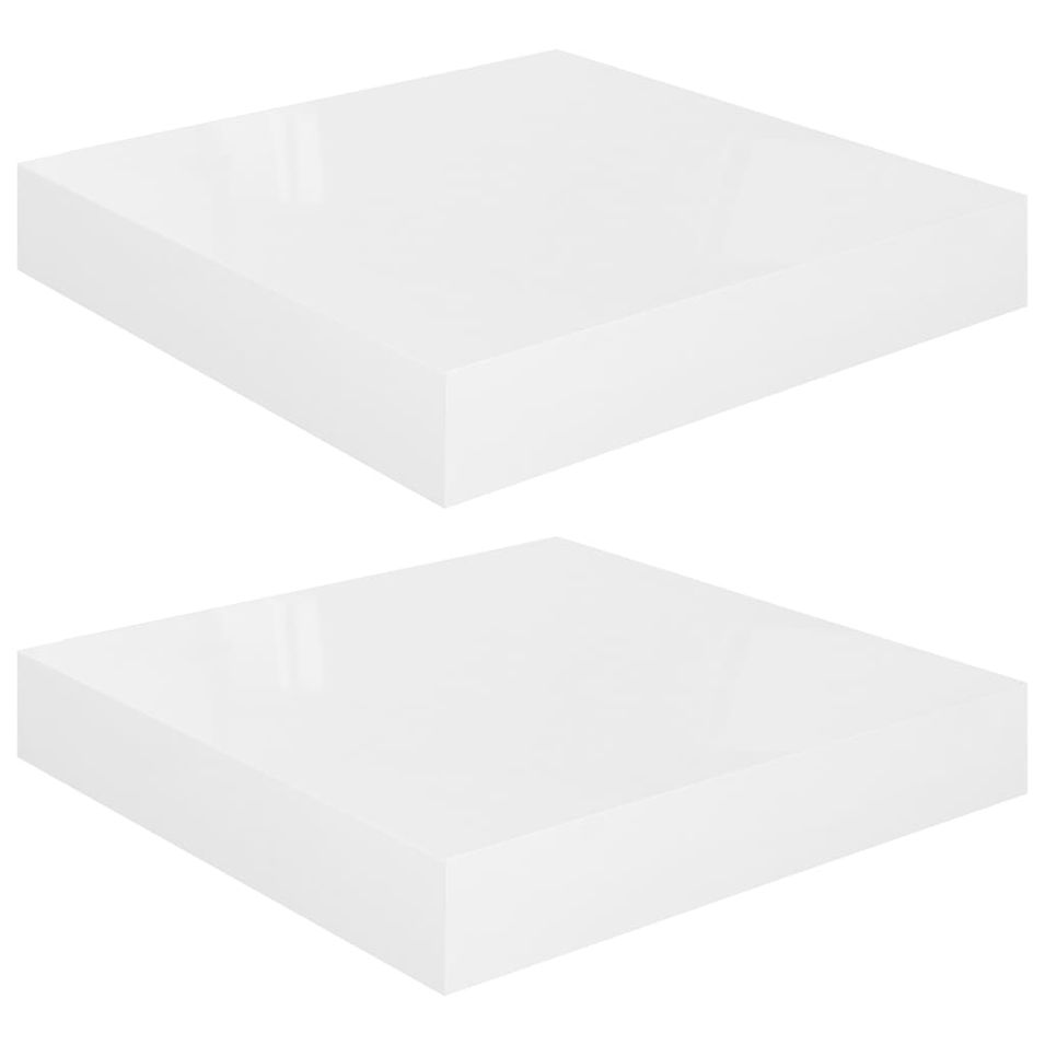 Étagère murale flottante 2 pcs Blanc brillant 23x23,5x3,8cm MDF - Photo n°1
