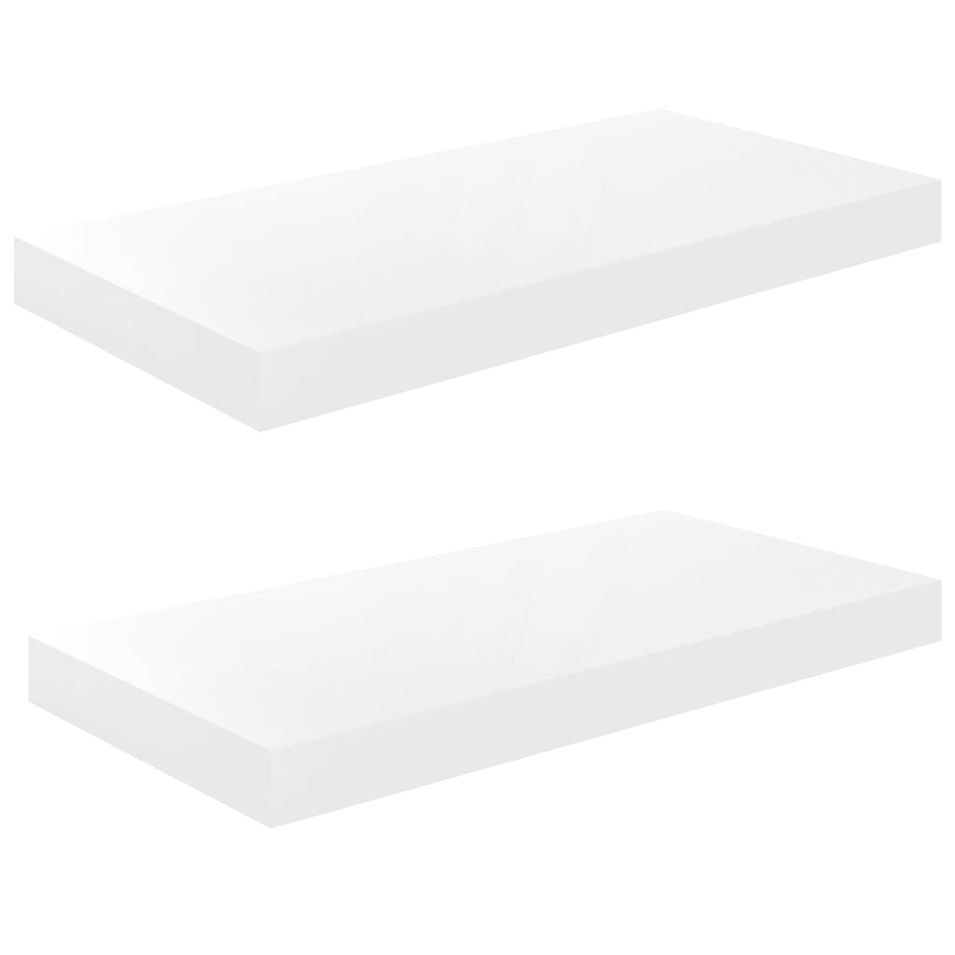 Étagère murale flottante 2 pcs Blanc brillant 50x23x3,8 cm MDF - Photo n°1
