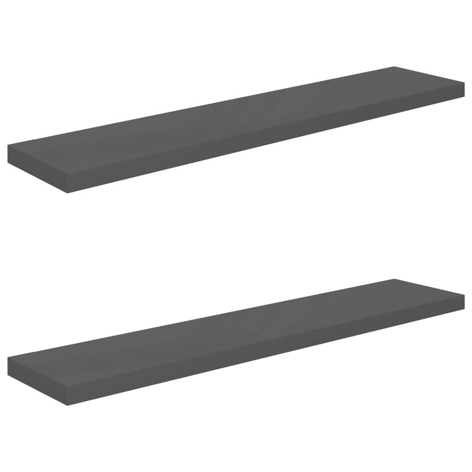 Étagère murale flottante 2 pcs Gris brillant 120x23,5x3,8cm MDF - Photo n°1
