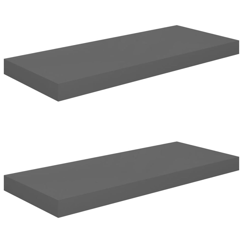 Étagère murale flottante 2 pcs Gris brillant 60x23,5x3,8 cm MDF - Photo n°1