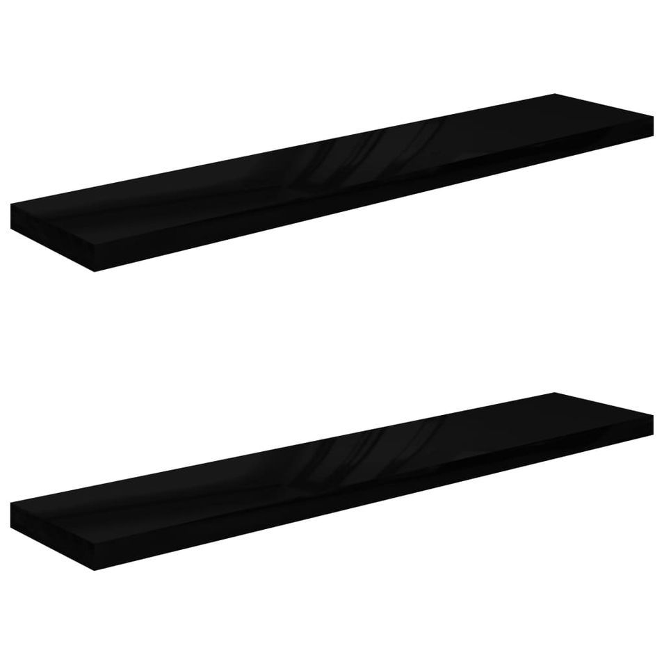 Étagère murale flottante 2 pcs Noir brillant 120x23,5x3,8cm MDF - Photo n°1
