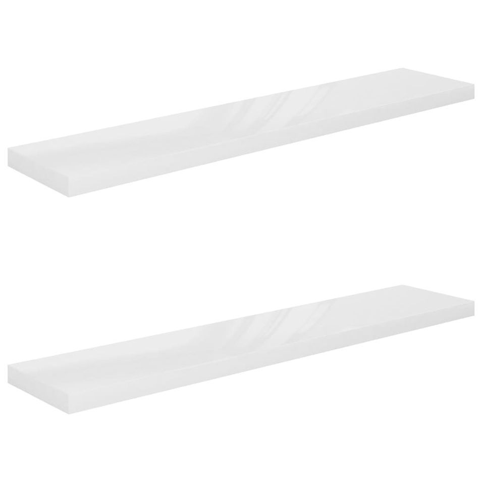 Étagère murale flottante 2pcs Blanc brillant 120x23,5x3,8cm MDF - Photo n°1
