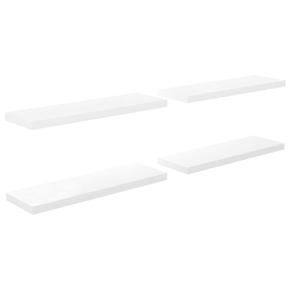 Étagère murale flottante 4 pcs Blanc brillant 80x23,5x3,8cm MDF - Photo n°1