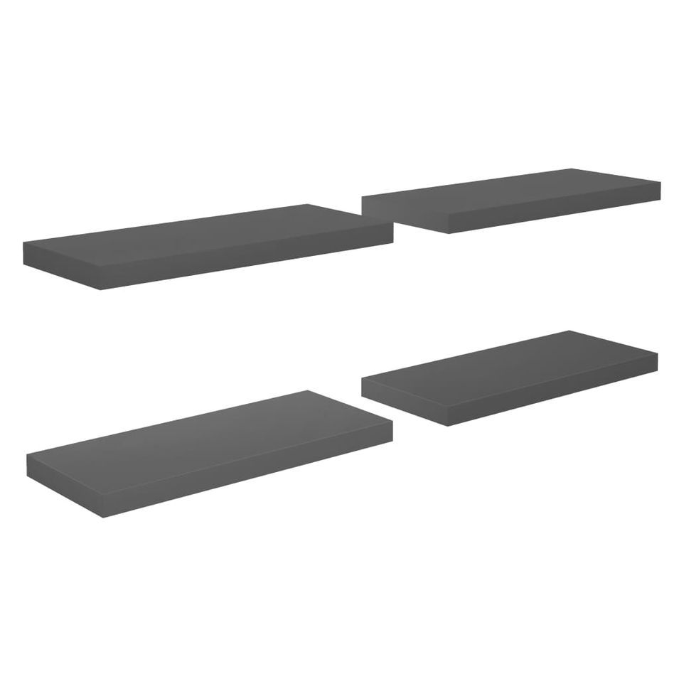 Étagère murale flottante 4 pcs Gris brillant 60x23,5x3,8 cm MDF - Photo n°1