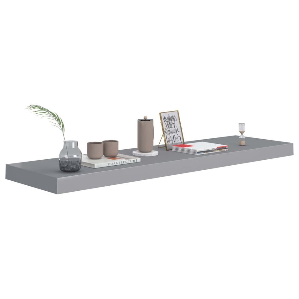 Étagère murale flottante Gris 90x23,5x3,8 cm MDF - Photo n°1
