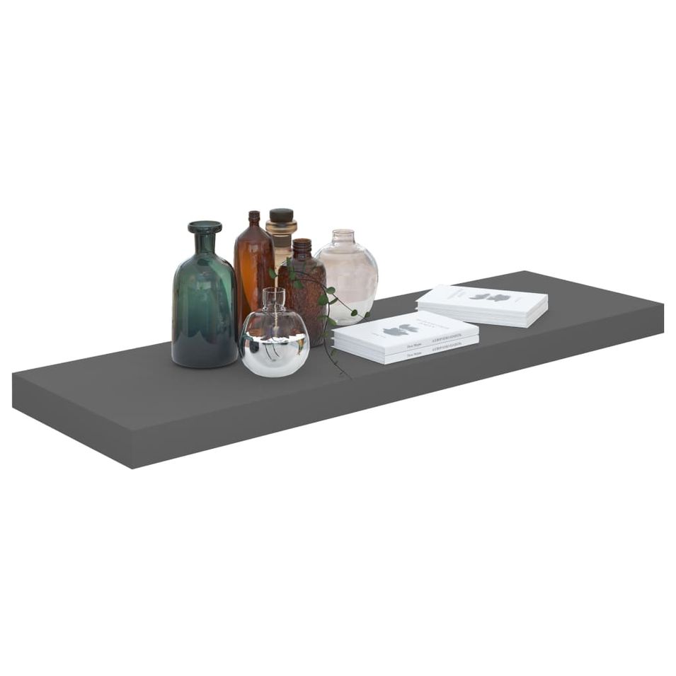Étagère murale flottante Gris brillant 80x23,5x3,8 cm MDF - Photo n°1