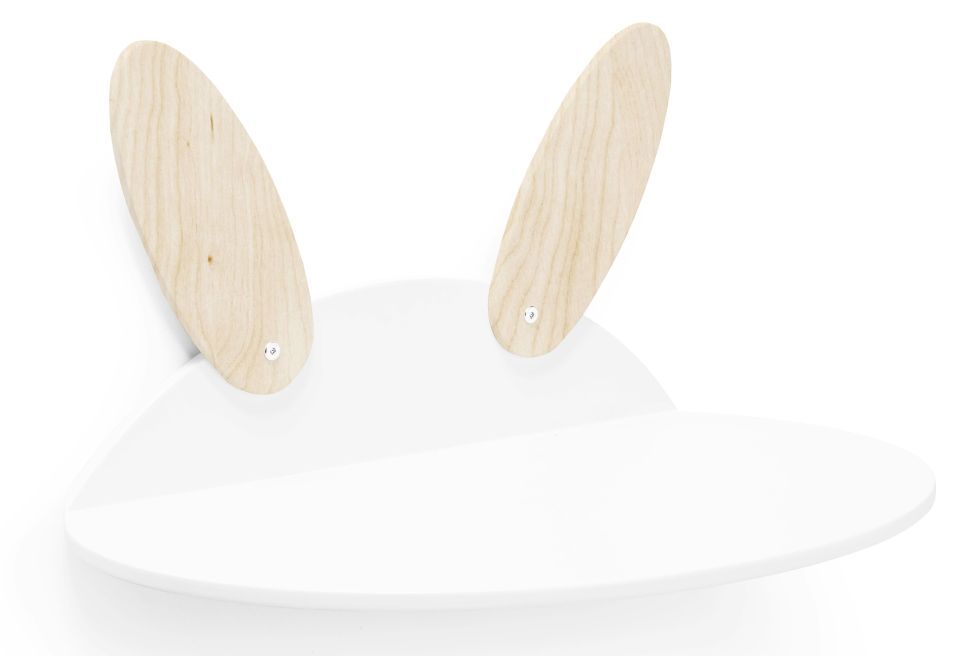 Etagère murale laqué blanc et bois clair motif lapin Milky - Photo n°1