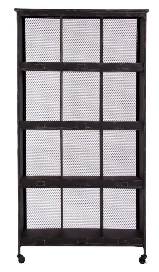Étagère ouverte métal noir à casiers sur roues industrielle Akelia - Photo n°1