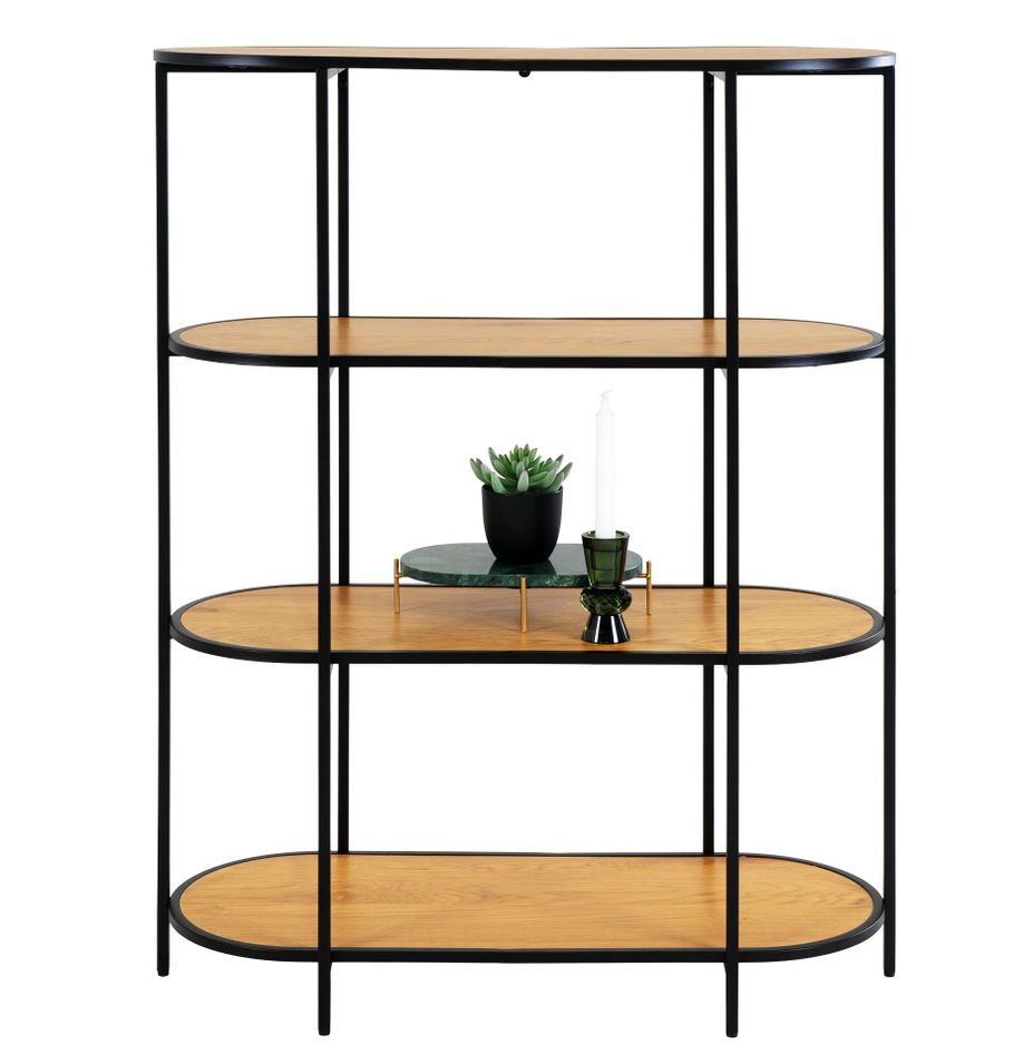 Etagère ovale VITA - Bois naturel ou métal noir - Photo n°1