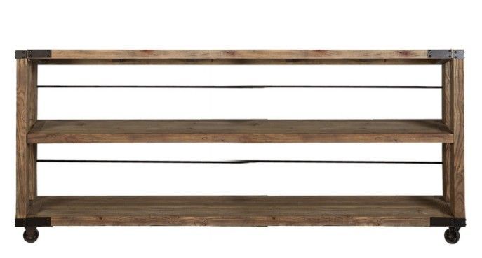 Etagère style industriel orme massif recyclé foncé vieilli Entreky 2 - Photo n°1