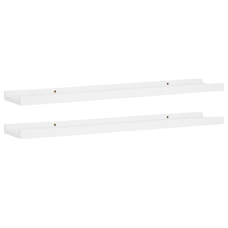 Étagères à rebord pour cadre photo 2 pcs Blanc 80x9x3 cm MDF - Photo n°1