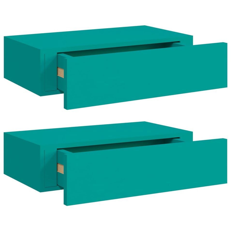 Étagères à tiroirs murales 2 pcs Bleu 40x23,5x10cm MDF - Photo n°1