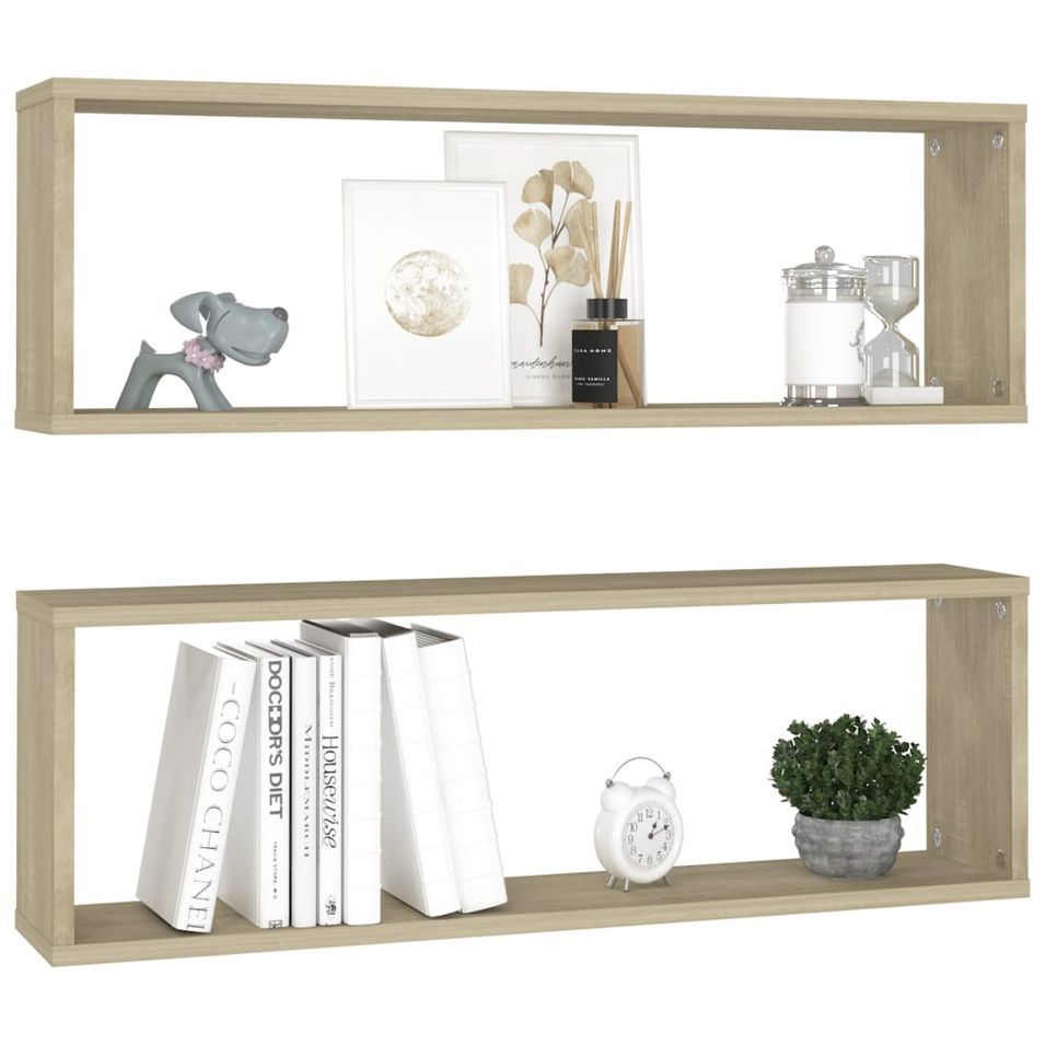 Étagères cube murales 2 pcs Chêne sonoma 80x15x26,5cm Bako - Photo n°1