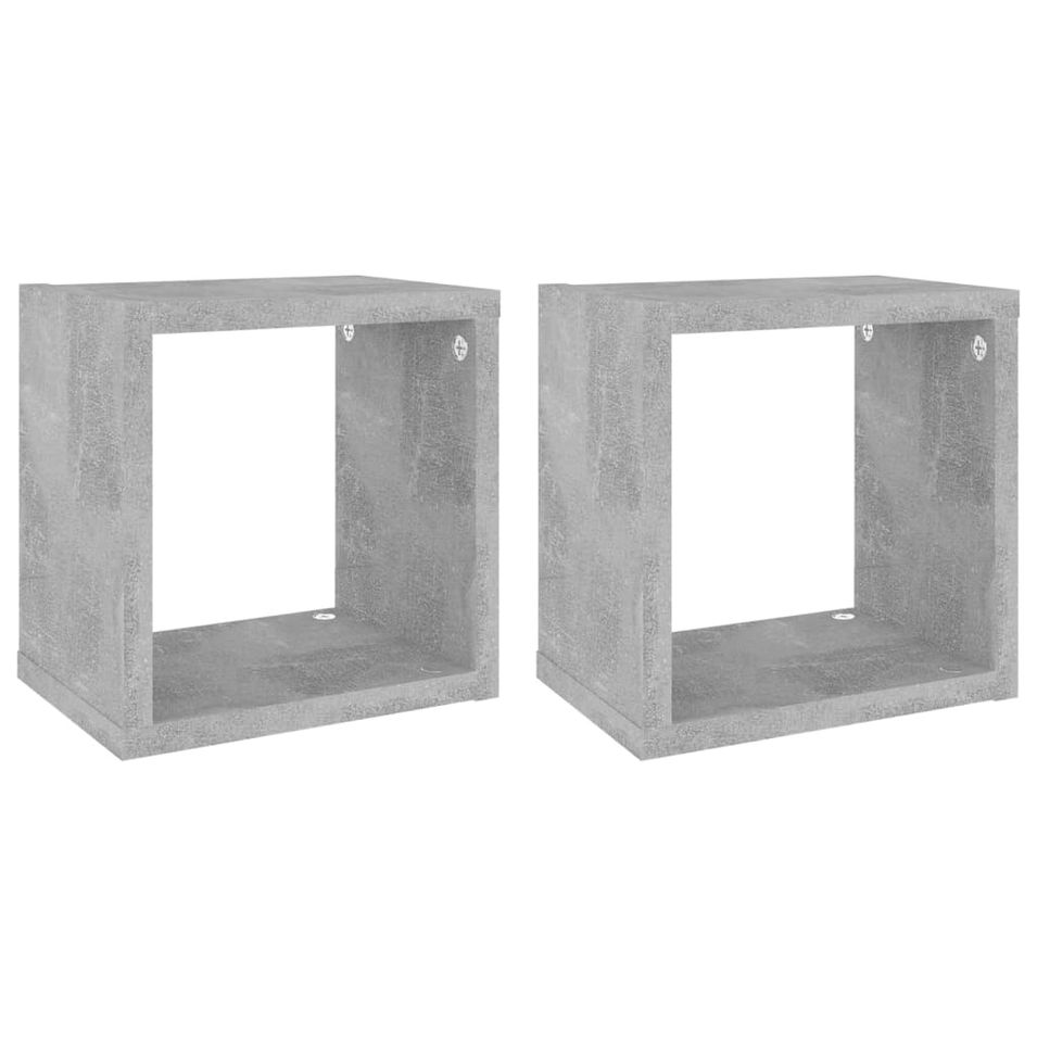 Étagères cube murales 2 pcs Gris béton 22x15x22 cm - Photo n°1