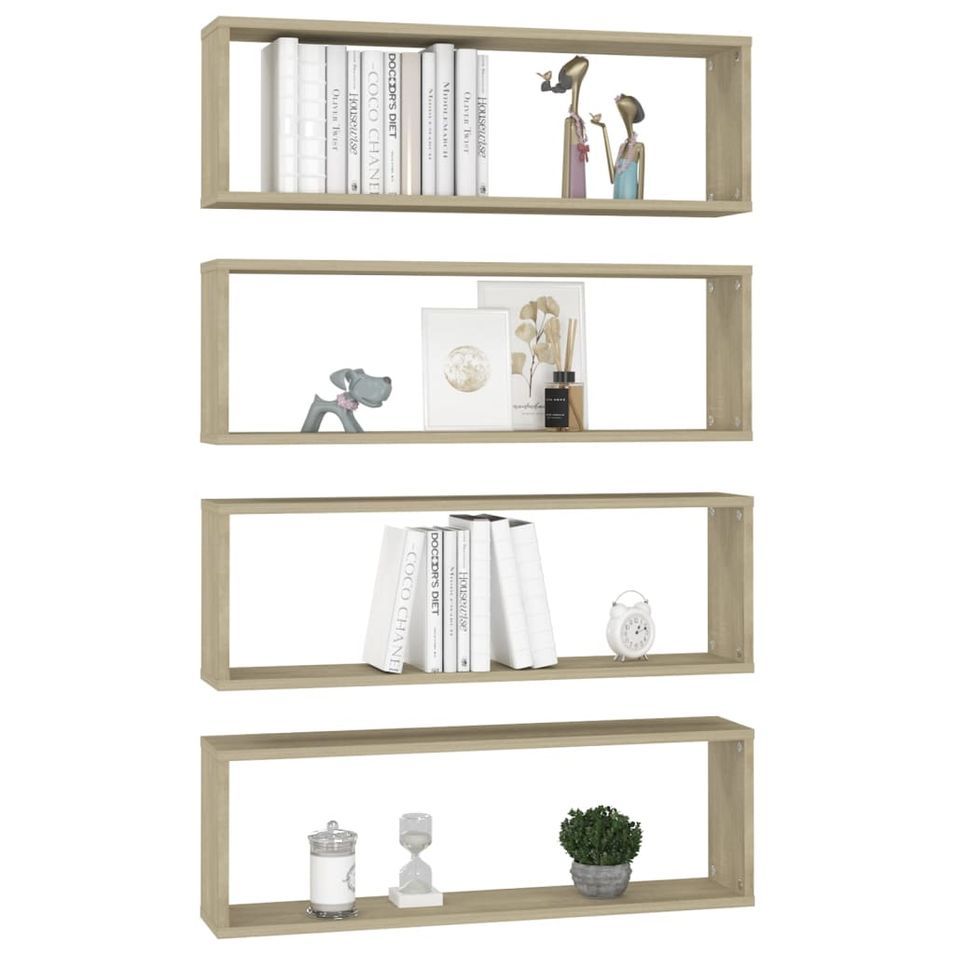 Étagères cube murales 4 pcs Chêne sonoma 80x15x26,5cm Bako - Photo n°1