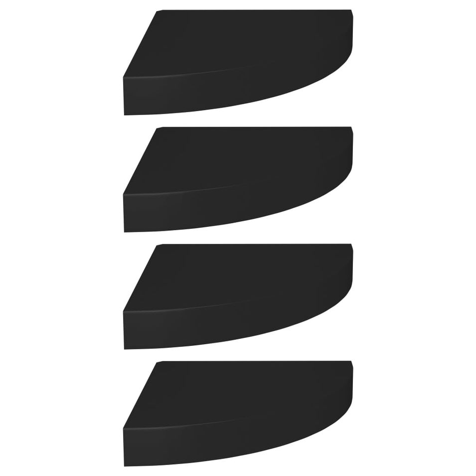 Étagères d'angle flottantes 4 pcs Noir 25x25x3,8 cm MDF - Photo n°1