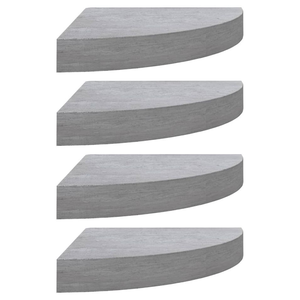 Étagères d'angle murales 4 pcs Gris béton 25x25x3,8 cm MDF - Photo n°1
