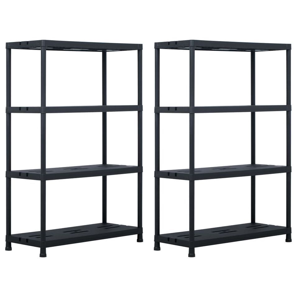 Étagères de rangement 2 pcs Noir 220 kg 90x40x138 cm Plastique - Photo n°1