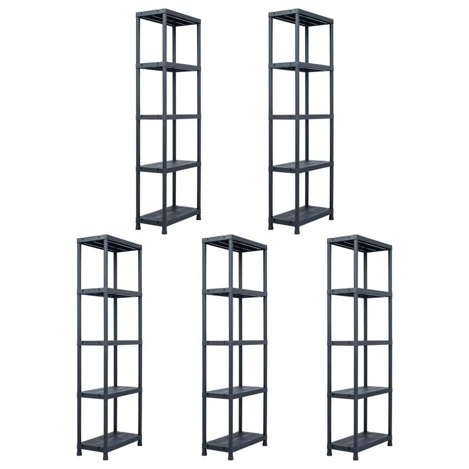 Étagères de rangement 5 pcs Noir 125 kg 60x30x180 cm Plastique - Photo n°1