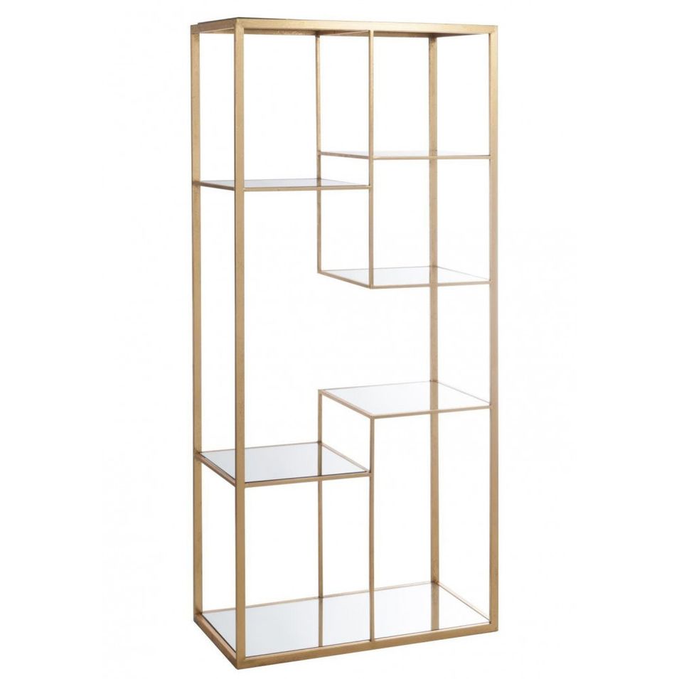 Etagères design 5 plateaux métal doré et verre trempé Arta - Photo n°1