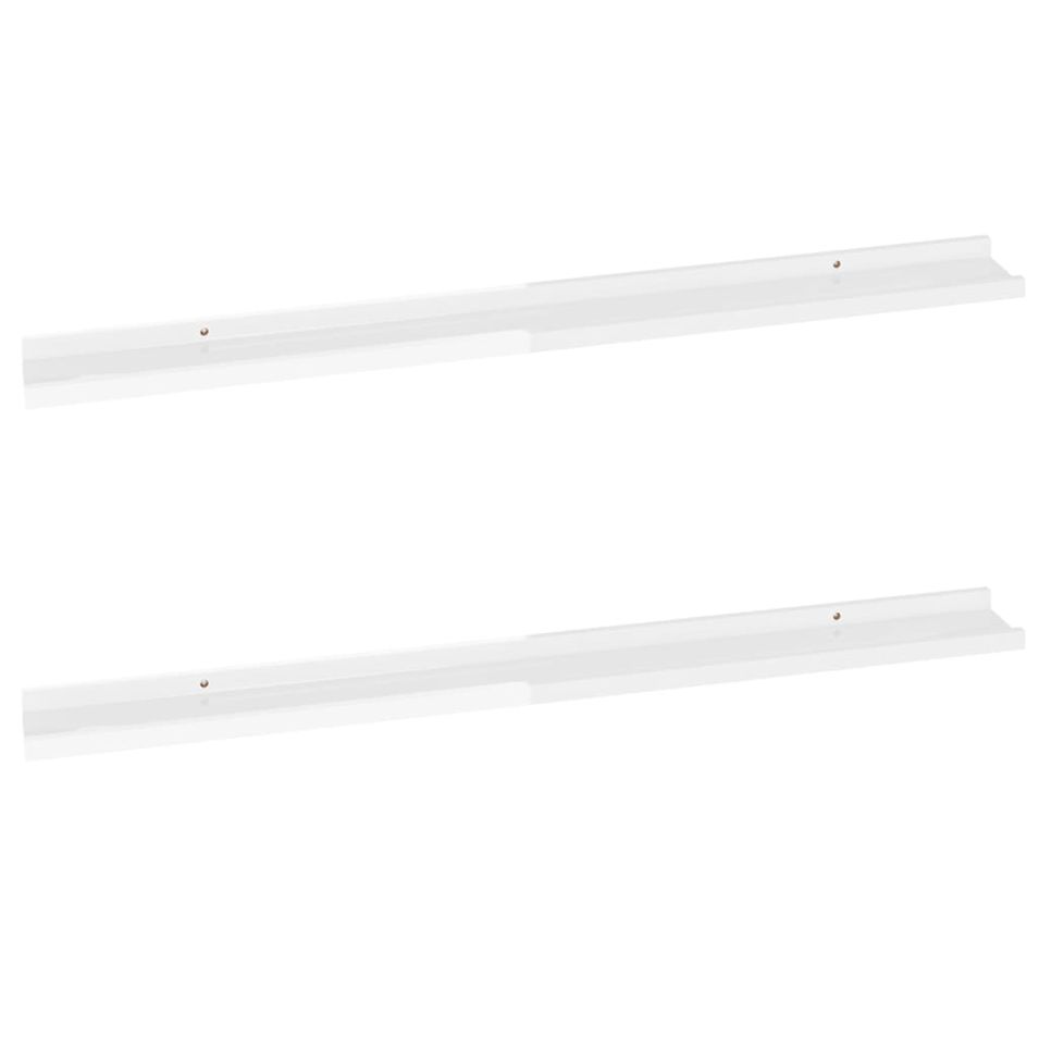 Étagères murales 2 pcs Blanc brillant 100x9x3 cm - Photo n°1