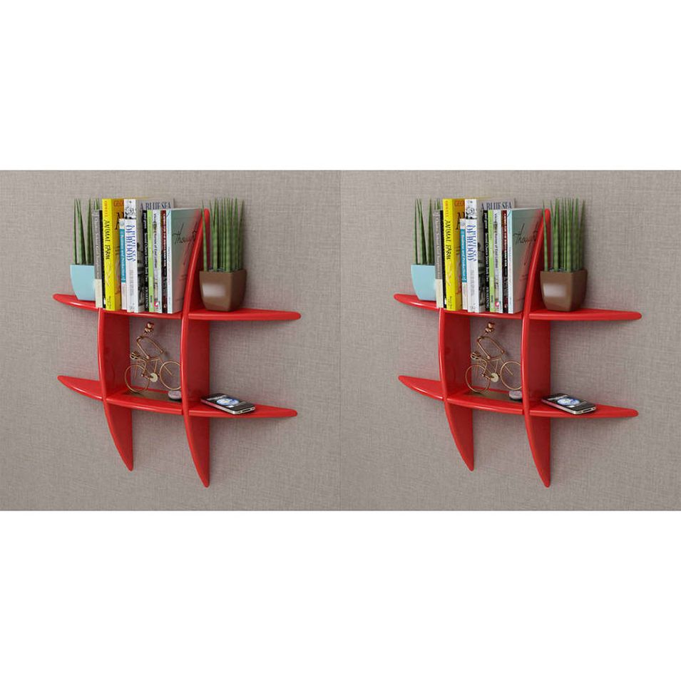Étagères murales 2 pcs Rouge - Photo n°1