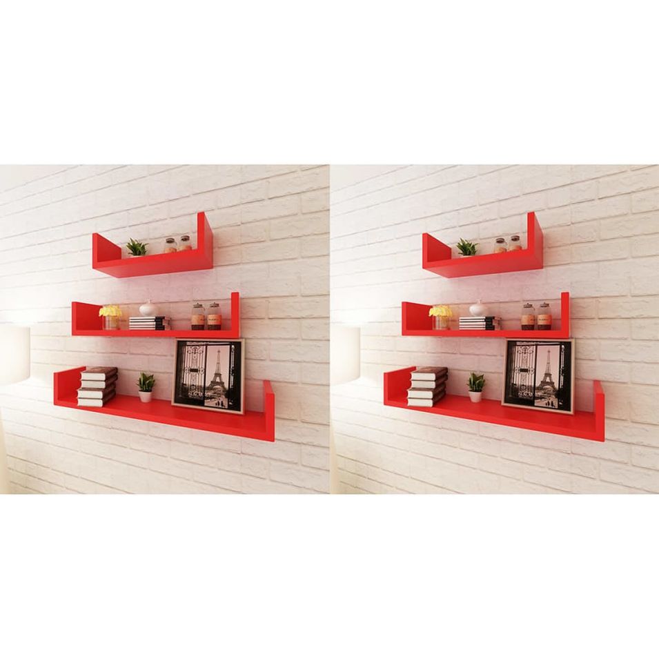 Étagères murales 6 pcs Rouge - Photo n°1