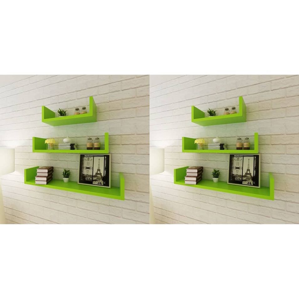 Étagères murales 6 pcs Vert - Photo n°1