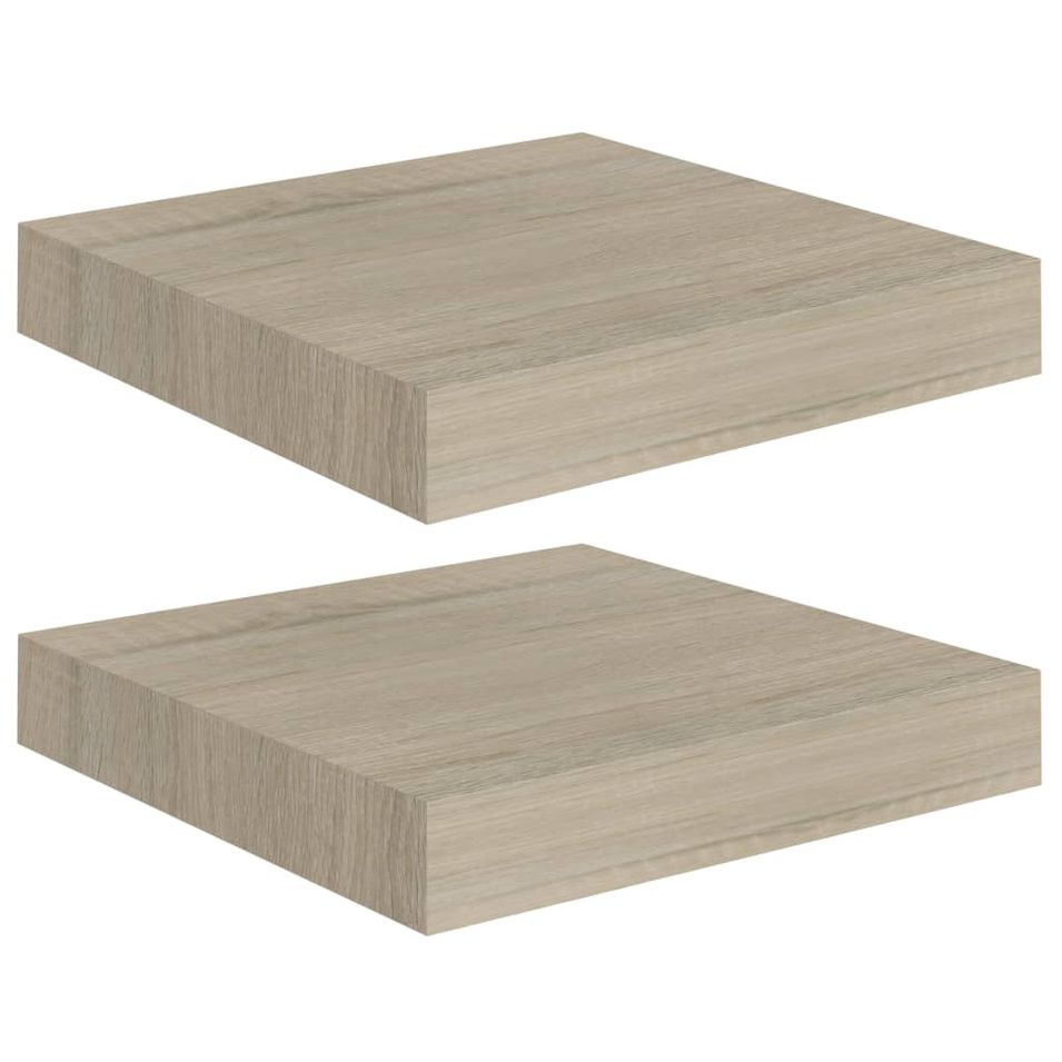 Étagères murales flottantes 2 pcs Chêne 23x23,5x3,8 cm MDF - Photo n°1