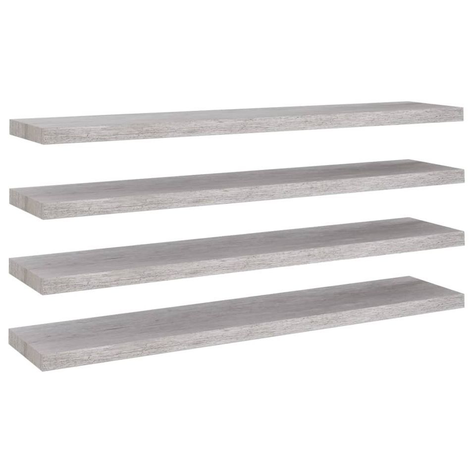 Étagères murales flottantes 4 pcs Gris béton 120x23,5x3,8cm MDF - Photo n°1