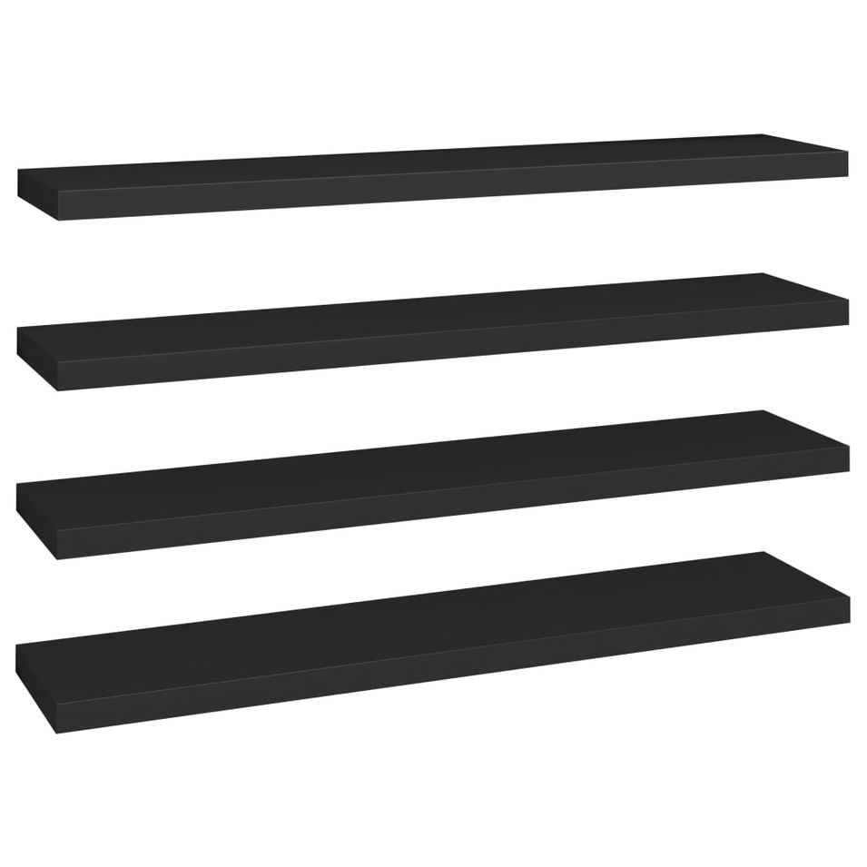 Étagères murales flottantes 4 pcs Noir 120x23,5x3,8 cm MDF - Photo n°1